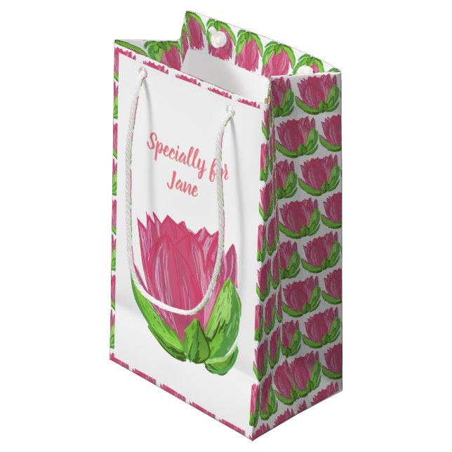 Pink Lotus Flower Small Gift Bag (Front Angled)