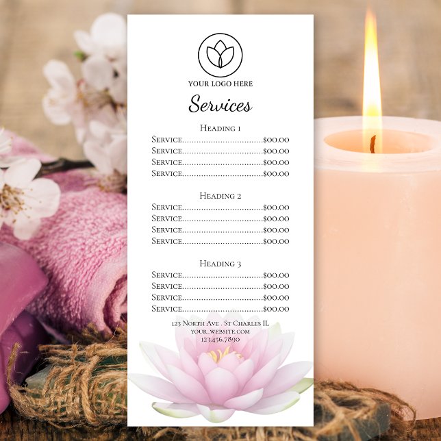 Pink Lotus Flower Spa Salon Service Menu (Creator Uploaded)