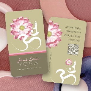 Pink Lotus Flower Spiritual Yoga Teacher Om Symbol Business Card