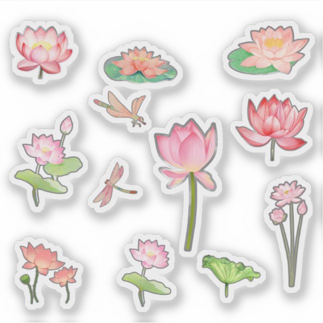 Pink Lotus Flower Stickers (Front)