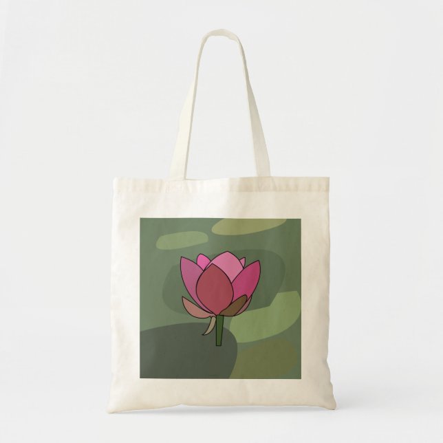 Pink Lotus Flower Tote Bag (Front)