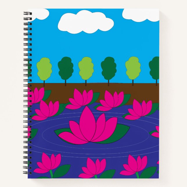 Pink Lotus Flower Water Garden     Notebook (Front)