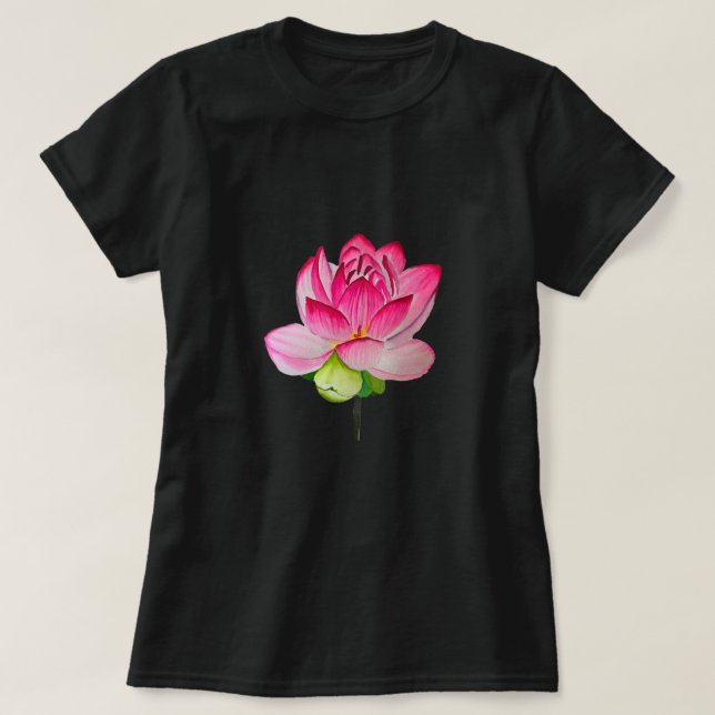 Pink lotus flower watercolor fine art T-Shirt (Design Front)