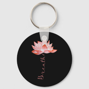 Pink Lotus Flower Yoga Breathe Meditation Yoga Lov Key Ring