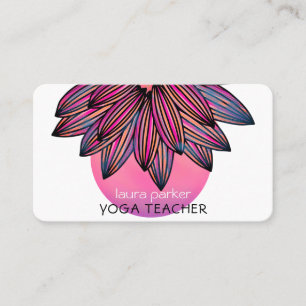 Pink Lotus Flower Yoga Meditation Teacher Business Card