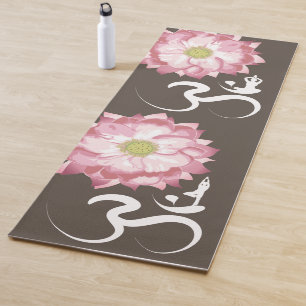 Pink Lotus Flower Yoga & Zen Calligraphy Om Aum Mat