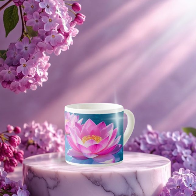 Pink Lotus Flowers Floating on Crystal Blue Water Espresso Cup (Creator Uploaded)
