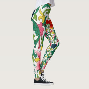 Pink Lotus Garden Chinoiserie Botanical  Leggings