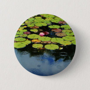 Pink lotus in Rain 6 Cm Round Badge