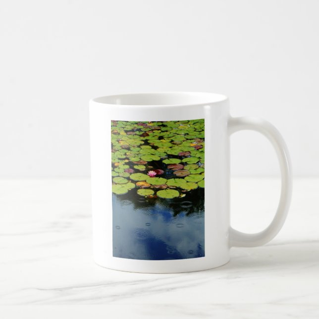 Pink lotus in Rain Coffee Mug (Right)