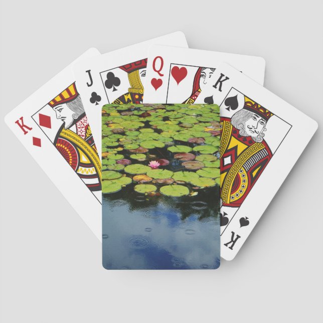 Pink lotus in Rain Playing Cards (Back)