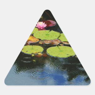 Pink lotus in Rain Triangle Sticker