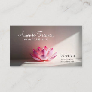 Pink Lotus in Soft Light Massage Therapist Business Card