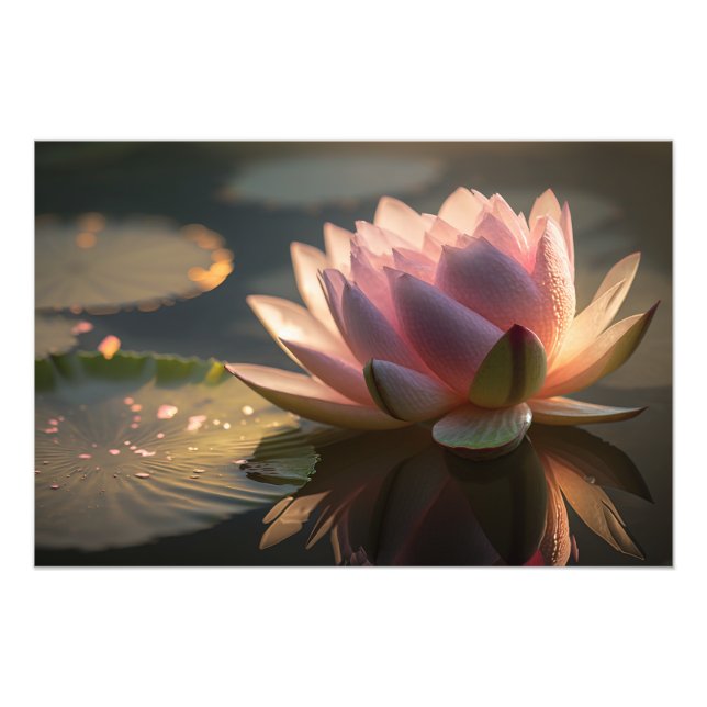 Pink Lotus in the Morning Light Photo Enlargement Print (Front)
