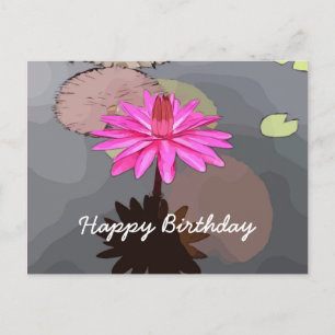 Pink lotus in the pond birthday card