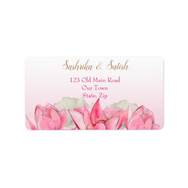 Pink lotus  Indian wedding  Label (Front)
