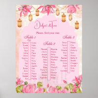Pink lotus Indian wedding table seating plan