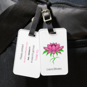 Pink lotus luggage tag