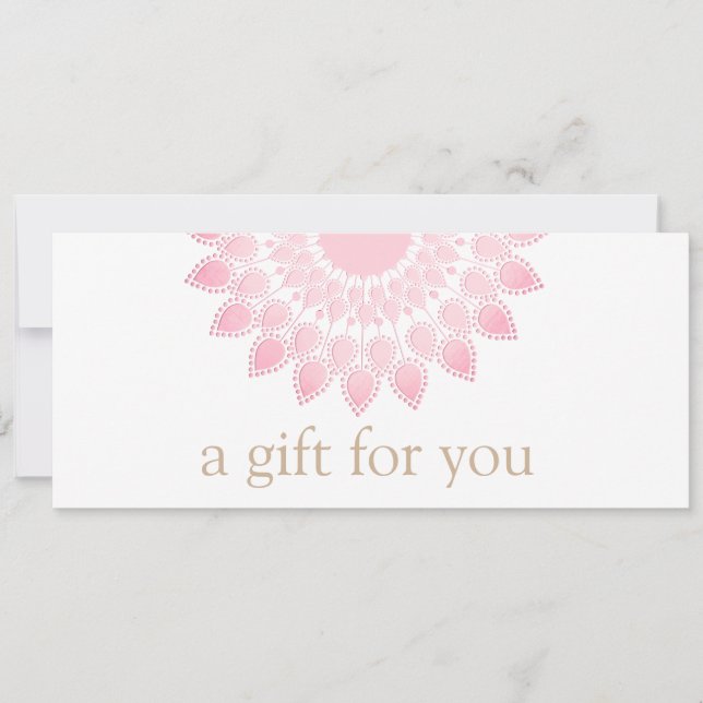 Pink Lotus Mandala Spa Gift Certificate Holiday Card (Front)