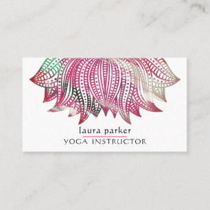 Pink Lotus Mandala Yoga Trainer Meditation Business Card
