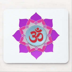 Pink lotus mouse pad