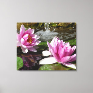 Pink Lotus on Stretched Canvas Print