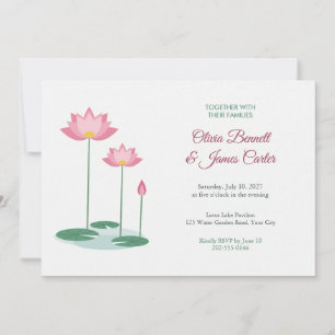 Pink Lotus Pond Wedding Invitation