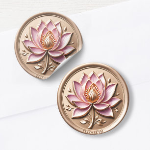 Pink Lotus Simulated Gold Wax Seal Effect Sticker