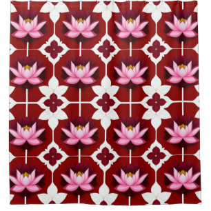 Pink Lotus Vibrant Floral Design Shower Curtain