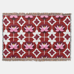 Pink Lotus Vibrant Floral Design Throw Blanket
