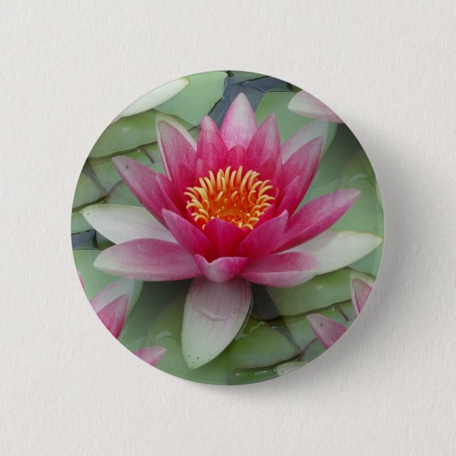 Pink Lotus Water Lily 6 Cm Round Badge (Front)