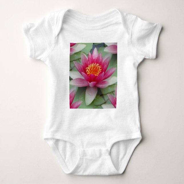 Pink Lotus Water Lily Baby Bodysuit (Front)