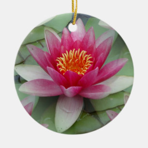 Pink Lotus Water Lily Ceramic Tree Decoration