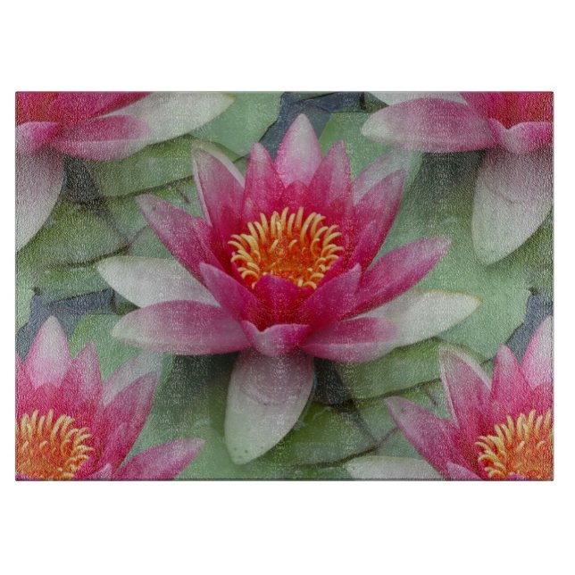 Pink Lotus Water Lily Cutting Board (Front)