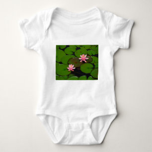 Pink lotus water lily flower garden, baby bodysuit