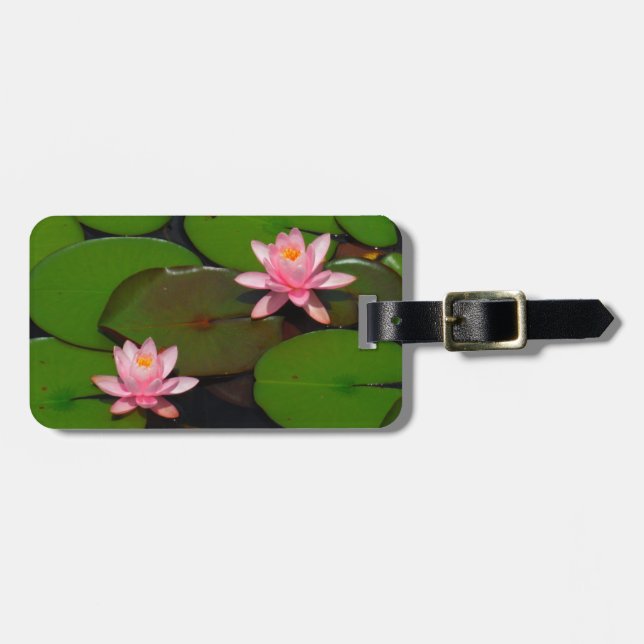 Pink lotus water lily flower  garden, luggage tag (Front Horizontal)
