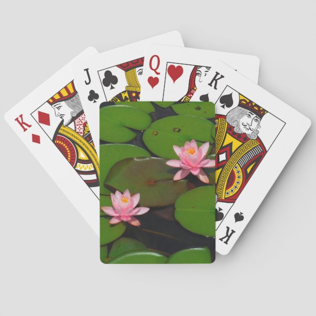 Pink lotus water lily flower  garden, playing cards (Back)