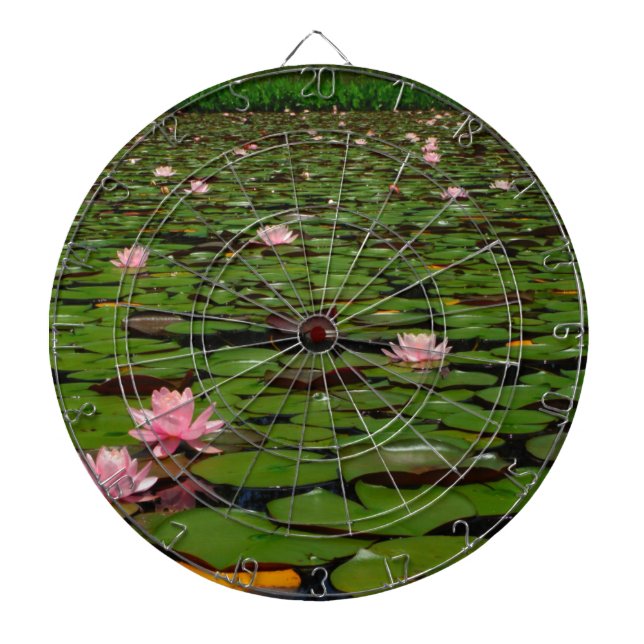 Pink lotus water lily flower pond dartboard (Front)