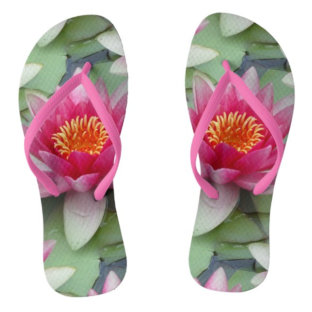 Pink Lotus Water Lily Jandals (Footbed)