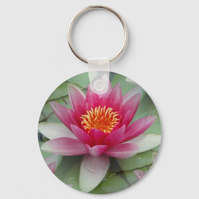 Pink Lotus Water Lily Key Ring (Front)