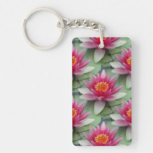 Pink Lotus Water Lily Key Ring