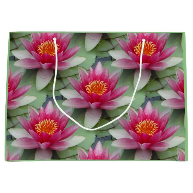 Pink Lotus Water Lily Large Gift Bag (Front)