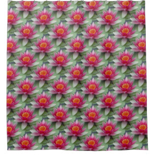 Pink Lotus Water Lily Shower Curtain
