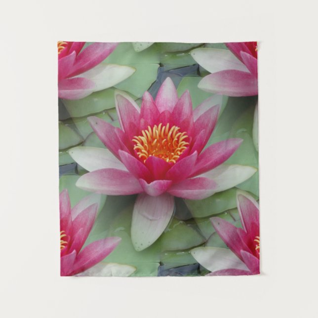 Pink Lotus Water Lily Tapestry (Front)