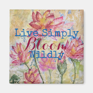 Pink Lotus Watercolor Live Simply Magnet