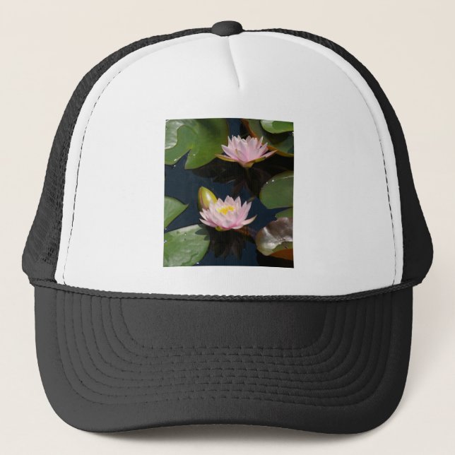 Pink Lotus Waterlilies Trucker Hat (Front)
