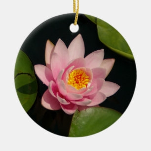 Pink Lotus Waterlily Flowers Ceramic Tree Decoration