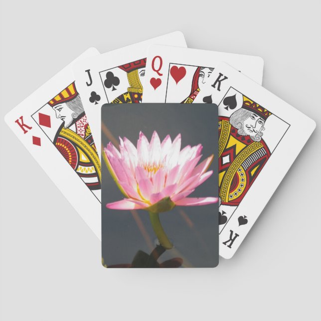 Pink Lotus Waterlily Playing Cards (Back)