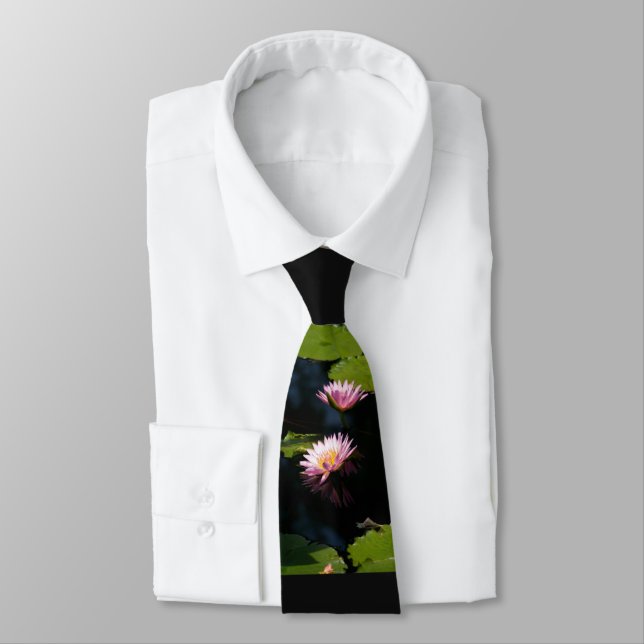 Pink Lotus Waterlily Tie (Tied)