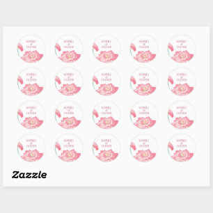 Pink Lotus Wedding Envelope Seal Sticker
